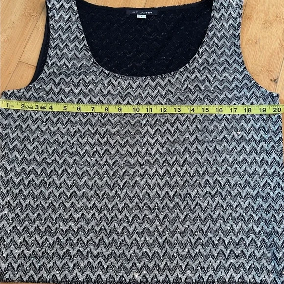 St John Navy Blue & Silver Sequin Sleeveless Top Women’s Large - Picture 8 of 11
